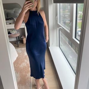 Babaton Aritzia Lato Silky navy blue dress